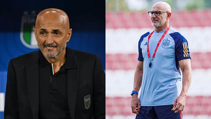 HLV Spalletti của Italia (trái) và Luis De La Fuente bên phía Tây Ban Nha